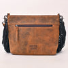 ADBGM744 American Darling Hair-On Cowhide Cross body Bag with Fringes and Concho