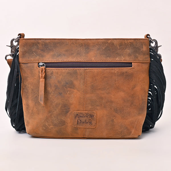 ADBGM744 American Darling Hair-On Cowhide Cross body Bag with Fringes and Concho