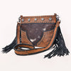 ADBGM744 American Darling Hair-On Cowhide Cross body Bag with Fringes and Concho