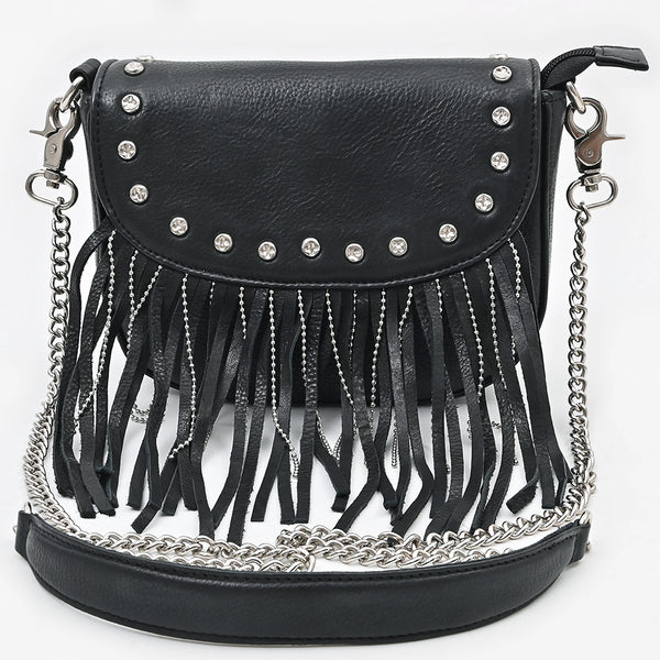 ADBGM749 American Darling Riveted Leather Small Cross body Bag with Western Fringes