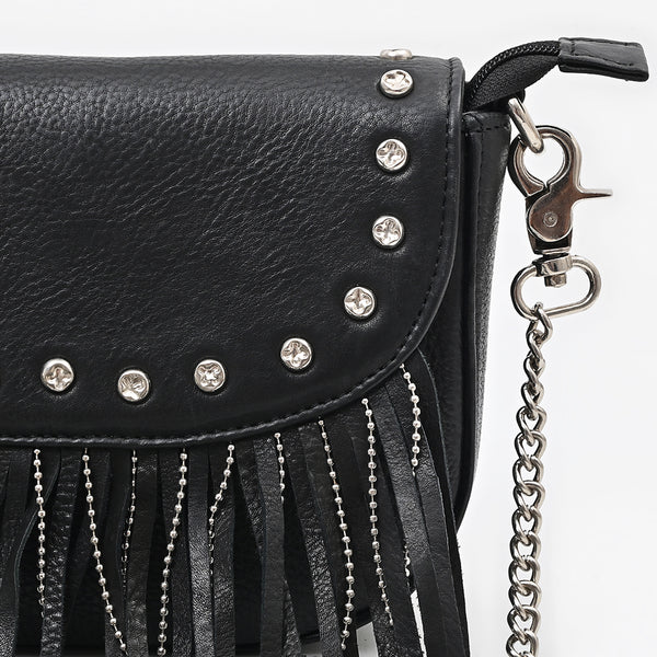 ADBGM749 American Darling Riveted Leather Small Cross body Bag with Western Fringes