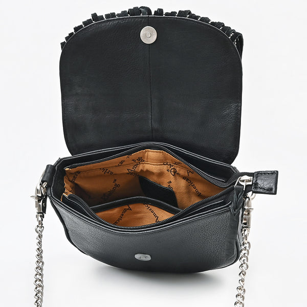 ADBGM749 American Darling Riveted Leather Small Cross body Bag with Western Fringes
