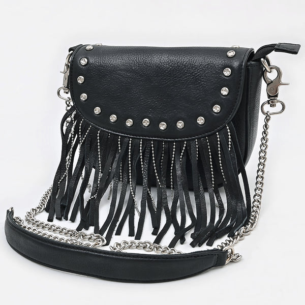 ADBGM749 American Darling Riveted Leather Small Cross body Bag with Western Fringes