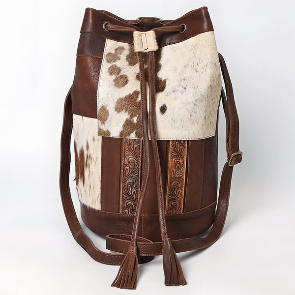 ADBGM754 Bucket Hand tooled Hair-On Genuine Western Leather Women Bag