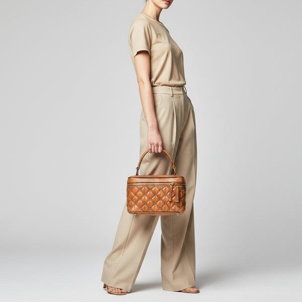 ADBGM756 American Darling Quilted Genuine Leather Jewelery Case with Stitched Detail