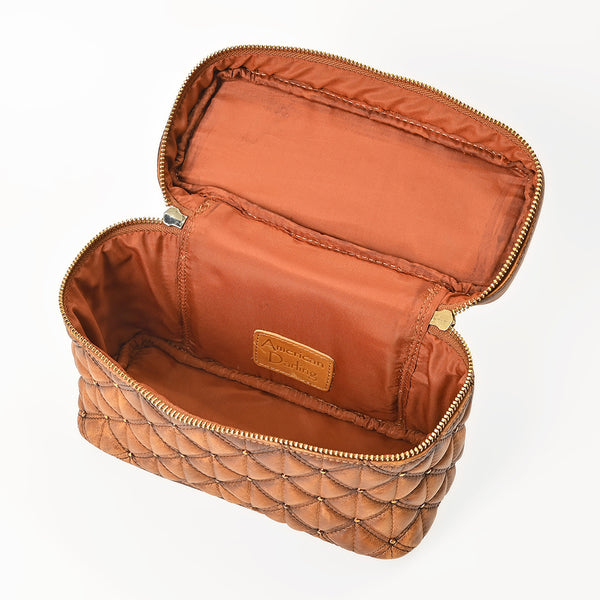 ADBGM756 American Darling Quilted Genuine Leather Jewelery Case with Stitched Detail