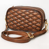 ADBGM757 Western Crossbody - Quilted Leather Oval Bag with Gold Stud Accents