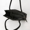 ADBGM762 Western Tote Bag - Black Leather with White Embroidery, Stud Accents & Braided Whipstitch Trim