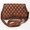 ADBGM764 Western Saddle Crossbody - Quilted Leather Bag with Gold Stud Accents & Curved Flap