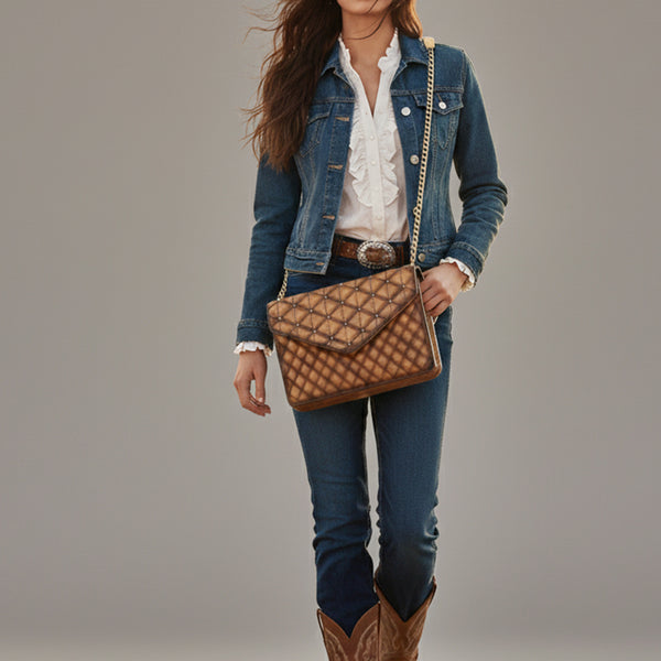 ADBGM766 Envelope Genuine Leather women bag western Bag