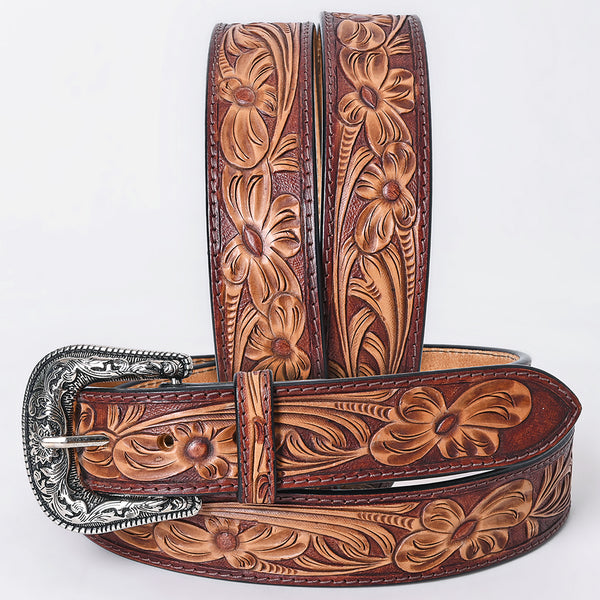 ADBLF362 Beautifully Hand Tooled Genuine American Leather Belt Men and Women