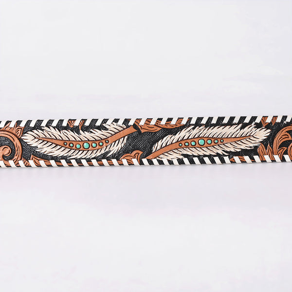 ADBLF366 Beautifully Hand Tooled Genuine American Leather Belt Men and Women