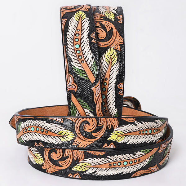 ADBLF367 Beautifully Hand Tooled Genuine American Leather Belt Men and Women