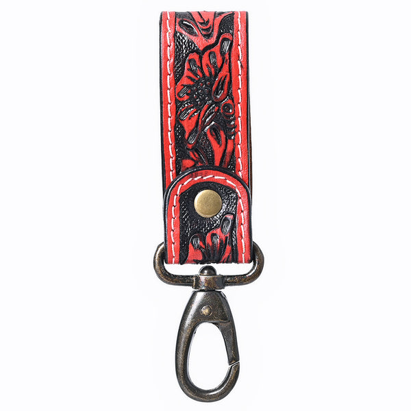 ADKR218EHand Tooled Genuine Leather Wristlet Key Ring
