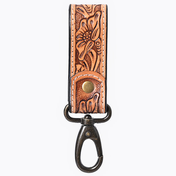 ADKR218GHand Tooled Genuine Leather Wristlet Key Ring