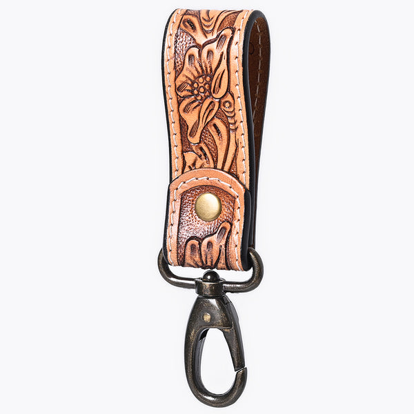 ADKR218GHand Tooled Genuine Leather Wristlet Key Ring