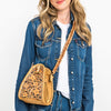 ADBGA854 American Darling Hand Tooled Floral Carved Braided Leather Bucket Bag