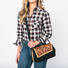 ADBGA856 American Darling Quilted Leather Crossbody Bag-Tooled Floral Flap with Western Strap