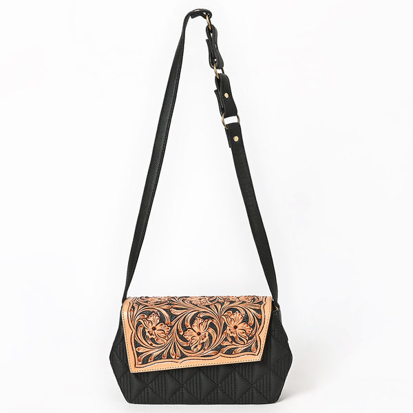 ADBGA856 American Darling Quilted Leather Crossbody Bag-Tooled Floral Flap with Western Strap