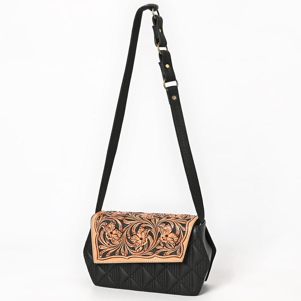 ADBGA856 American Darling Quilted Leather Crossbody Bag-Tooled Floral Flap with Western Strap