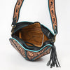 ADBGA857 American Darling Hand Tooled Floral Carved Fringe Leather Cross body Bag