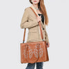 ADBG1744 American Darling Western Tote Bag in Boot Stitched Genuine Suede and Full Grain Leather