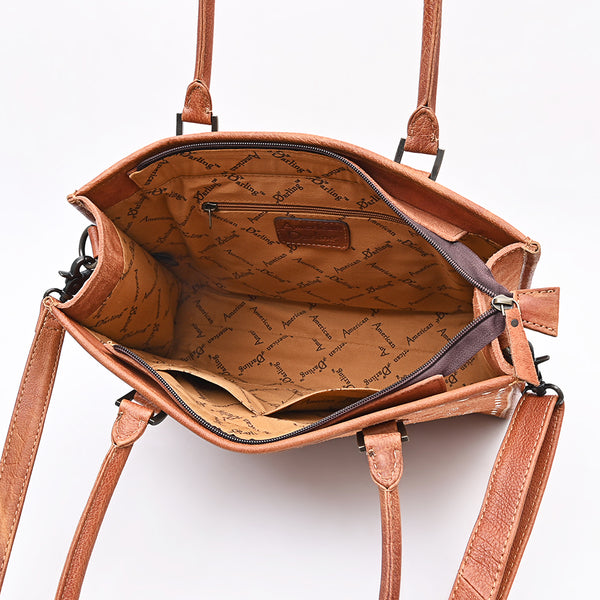 ADBG1744 American Darling Western Tote Bag in Boot Stitched Genuine Suede and Full Grain Leather