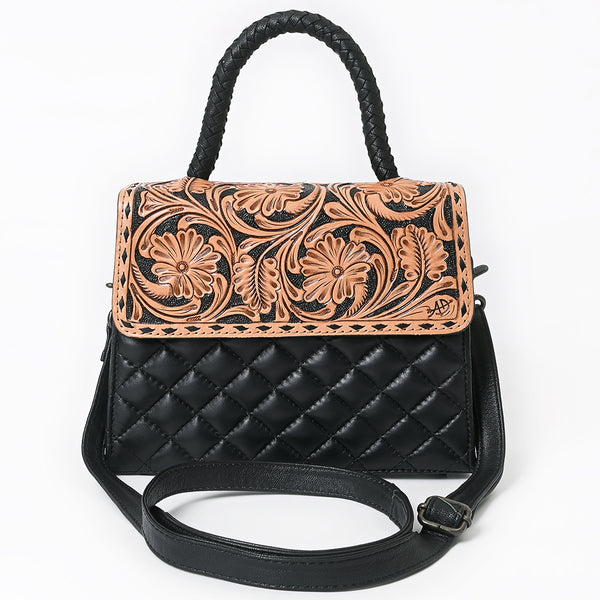 ADBG1798 American Darling Hand Tooled Floral Quilted Leather Messenger Bag