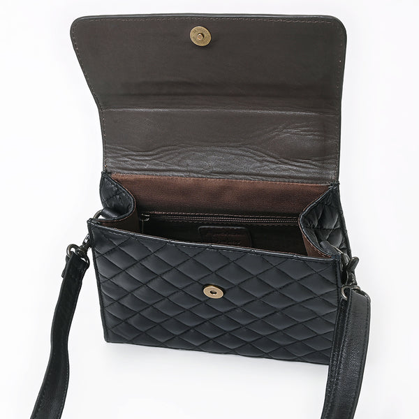 ADBG1798 American Darling Hand Tooled Floral Quilted Leather Messenger Bag