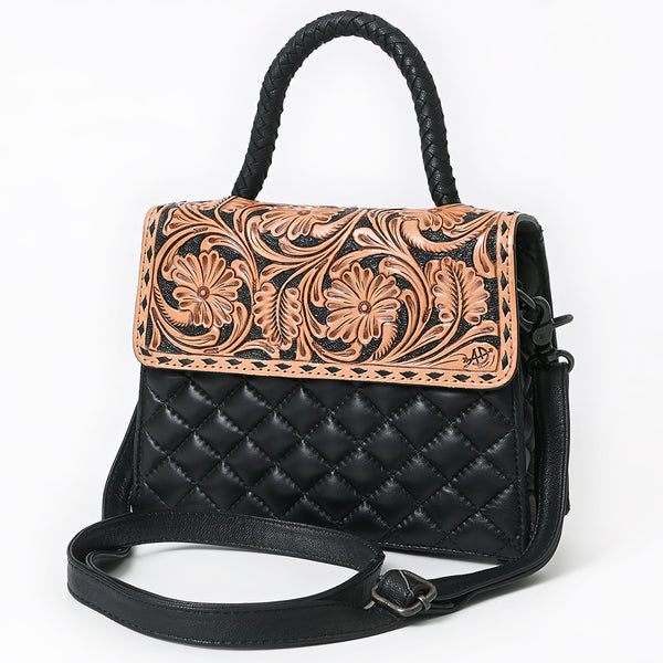 ADBG1798 American Darling Hand Tooled Floral Quilted Leather Messenger Bag