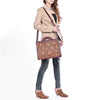 ADBG1801 American Darling Hand Tooled Floral Carved Leather Western Briefcase Bag