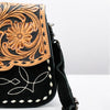 ADBG1805 American Darling Hand Tooled Floral & Genuine Suede Western Cross body Bag