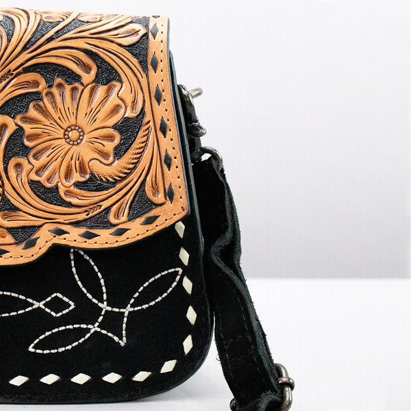 ADBG1805 American Darling Hand Tooled Floral & Genuine Suede Western Cross body Bag