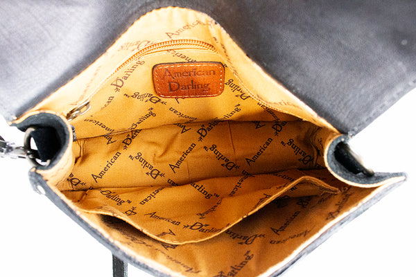 ADBG1805 American Darling Hand Tooled Floral & Genuine Suede Western Cross body Bag