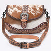 ADBG1806 American Darling Hand Tooled Floral & Cowhide Small Cross Body Bag