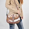 ADBG1806 American Darling Hand Tooled Floral & Cowhide Small Cross Body Bag