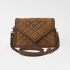 ADBGM771 American Darling Quilted Leather Crossbody Bag with Studded V-Flap