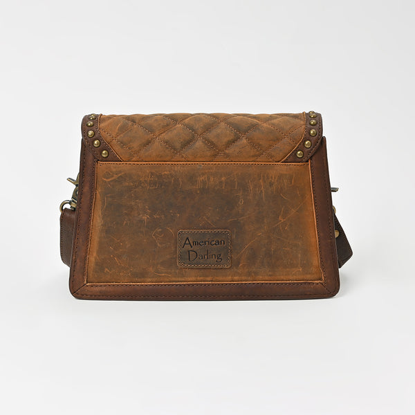ADBGM771 American Darling Quilted Leather Crossbody Bag with Studded V-Flap