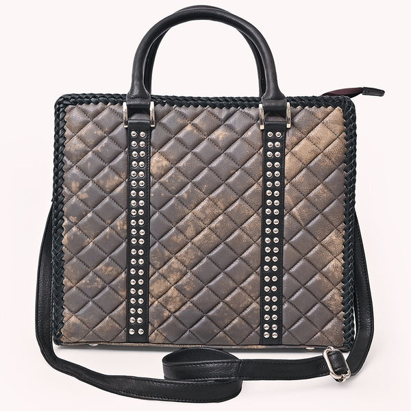 ADBGM775 American Darling Handcrafted Quilted Leather Tote Bag with Riveted Accents
