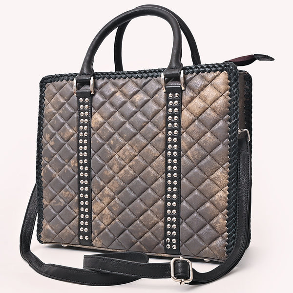 ADBGM775 American Darling Handcrafted Quilted Leather Tote Bag with Riveted Accents