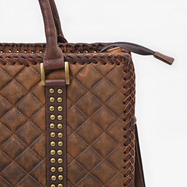ADBGM777 American Darling Quilted Leather Studded Tote Bag with Crossbody Strap