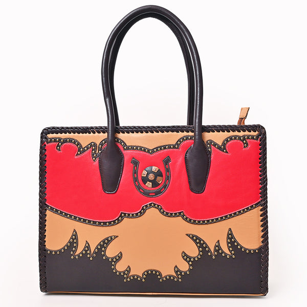 ADBGM780 American Darling Handcrafted Rivetted Leather Tote Bag with Braided Accents