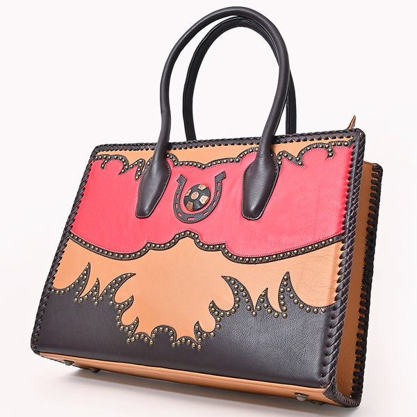 ADBGM780 American Darling Handcrafted Rivetted Leather Tote Bag with Braided Accents