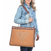 ADBGA869 American Darling Hand Tooled Floral Leather Tote Bag with Boot Stitched Detail