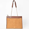 ADBGA869 American Darling Hand Tooled Floral Leather Tote Bag with Boot Stitched Detail