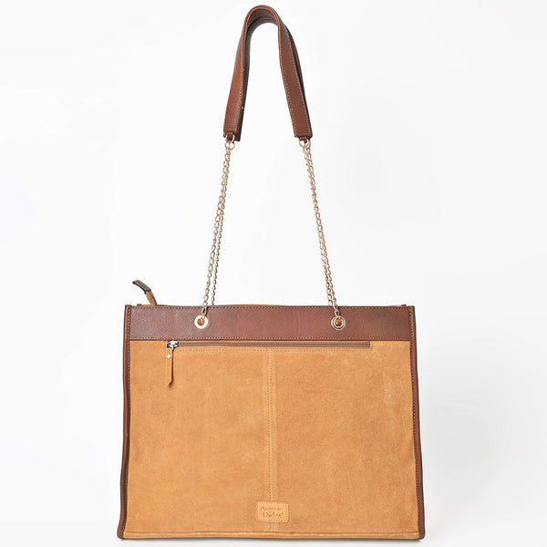 ADBGA869 American Darling Hand Tooled Floral Leather Tote Bag with Boot Stitched Detail