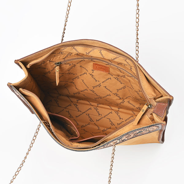 ADBGA869 American Darling Hand Tooled Floral Leather Tote Bag with Boot Stitched Detail