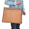 ADBGA869 American Darling Hand Tooled Floral Leather Tote Bag with Boot Stitched Detail