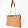 ADBGA869 American Darling Hand Tooled Floral Leather Tote Bag with Boot Stitched Detail