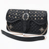 ADBGA870 American Darling Quilted Leather Cross body Bag with Rivets and Concho Detail